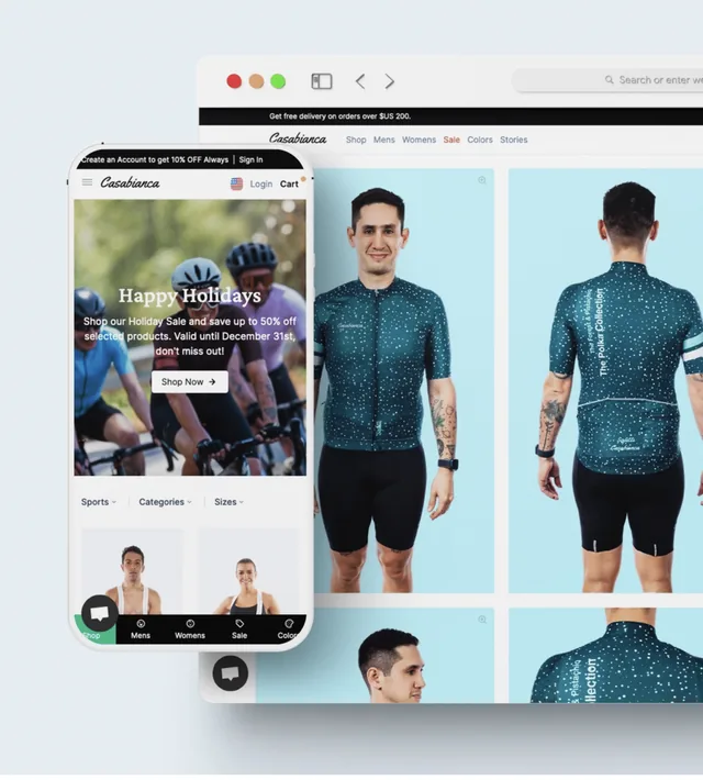 Casabianca online storefront on mobile