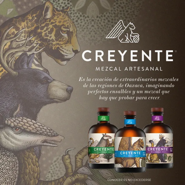 Creyente mezcal - brand graphic with illustrated animals