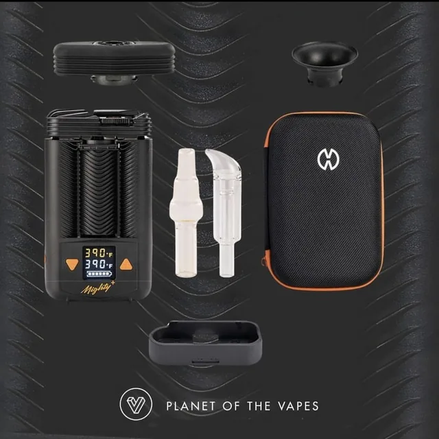 Mighty+ vaporizer product styling flat-lay