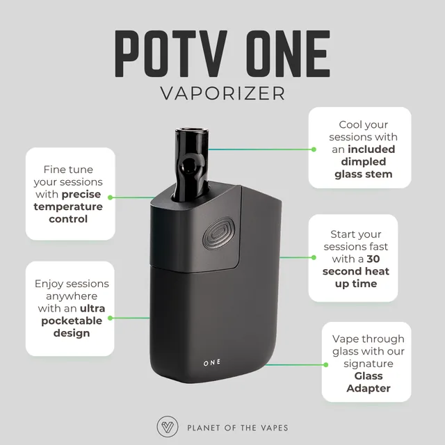 POTV ONE vaporizer annotated feature graphic