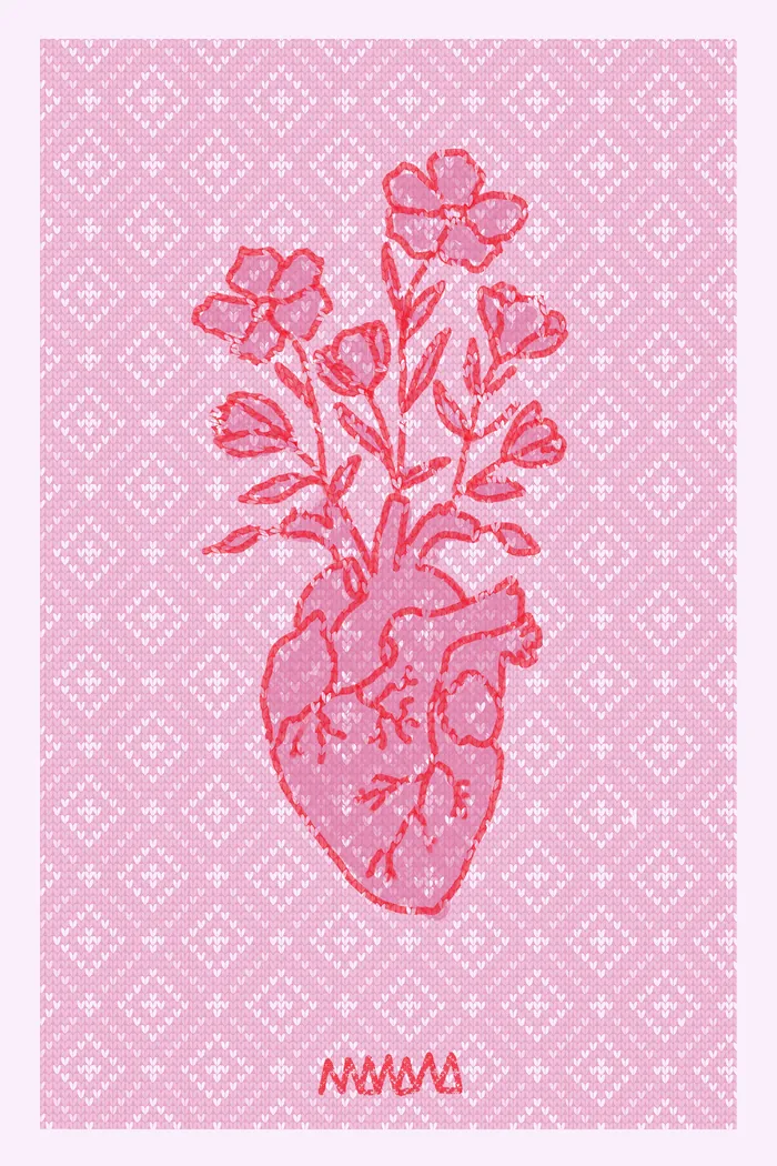 Blossomed heart - floral anatomical poster