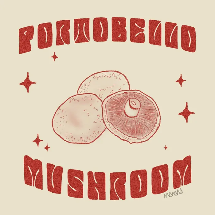 Portobello mushroom - typographic illustration