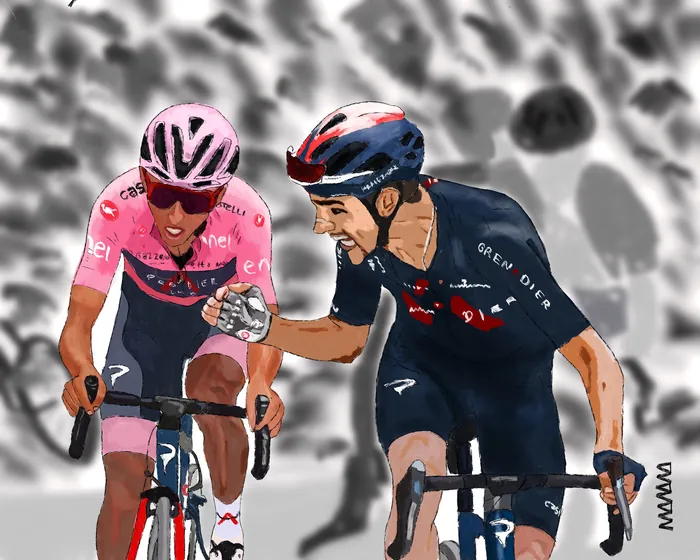 Two riders - cycling illustration